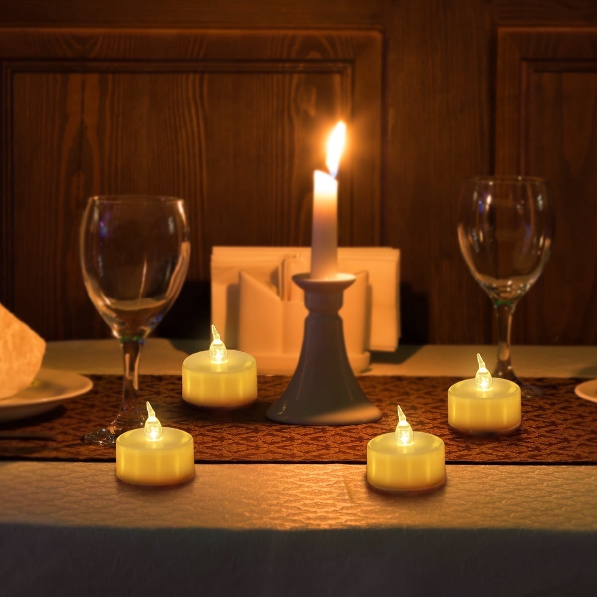 AGPtEK 100-Pack Flameless LED Tea Lights – Cool White, Battery Operated, No Flicker, Safe For Weddings & Decor