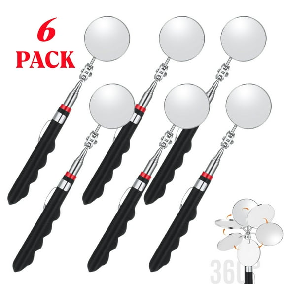 6 Pcs Telescoping Inspection Mirror,Retractable 30 Inch Mechanical Mirror Tool