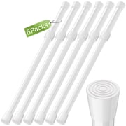 6 Pcs Tension Curtain Rods No Drilling,Adjustable Shower Curtain Rod for Windows 15.7 to 28 inch,Spring White Curtain Rod Closet Rod,Window Curtain Rod