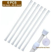 6 Pcs Tension Rods for Windows 28-48 ,SONQUEEN Tension Curtain Rods No Drilling 24 to 43.4 inch,Spring White Curtain Rod Closet Rod,Window Curtain Rod
