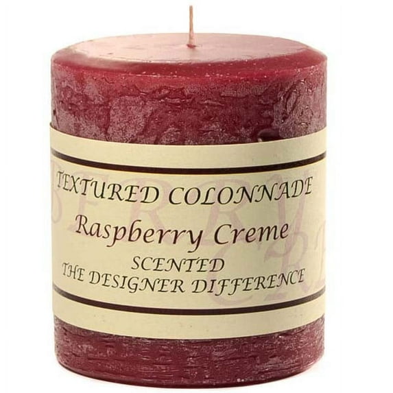 6 Pcs, Textured 3x3 Raspberry Cream Pillar Candles 3 in. diameterx3.25 in. tall