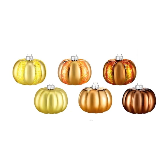 6 Pcs Thanksgiving Pumpkin Tree Ornament Fall Tree Decorations Hanging Mini Pumpkin Ball Decorations Farmhouse Ornaments for Autumn Thanksgiving Halloween Christmas (2.4x2.4'')