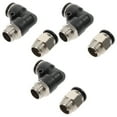 thumbnail image 1 of 6 Pcs Threaded Straight Connector Elbow Push Connectors 3/8 Air Hose Fittings Quick Release, 1 of 5