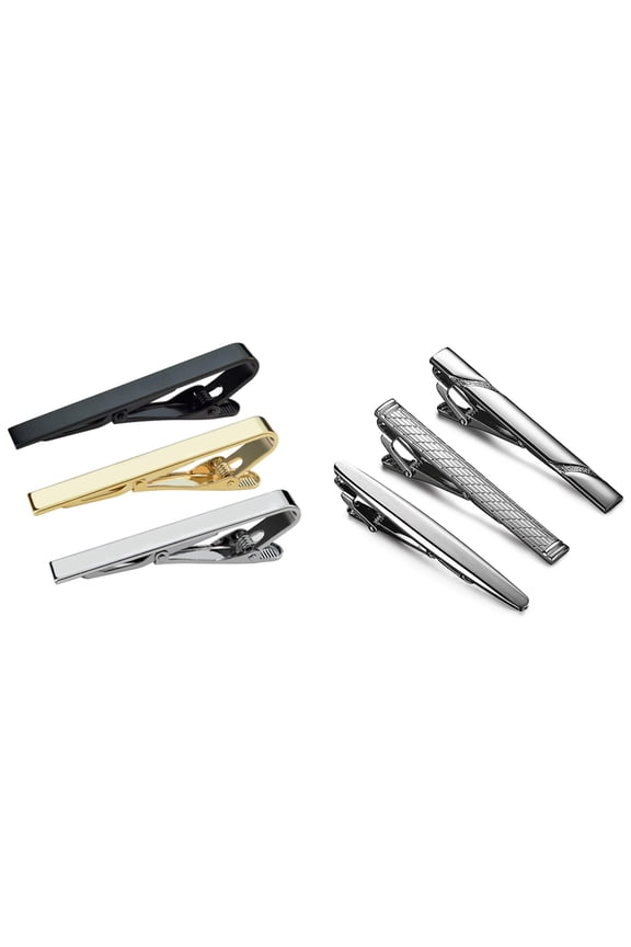 6 Pcs Tie Clips for Men Tie Bar Clip Set for Regular Ties Necktie Wedding Business