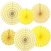 6 Pcs Tissue Paper Fan Paper Flowers for Birthday Party Wedding Decoration (Yellow)