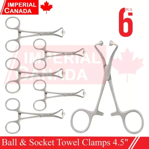 6 Pcs Towel Clamps 4.5" Ball & Socket Jaws Slight Curved With Ratchet Lo Ds-1999