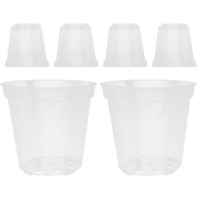6 Pcs Transparent Flower Pot Clear Orchid Pots Plastic Planter Planting Indoor Hydroponics