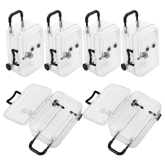 6 Pcs Transparent Trolley Case Desktop Decor Party Favor Boxes Jewelry Organizer Banquet