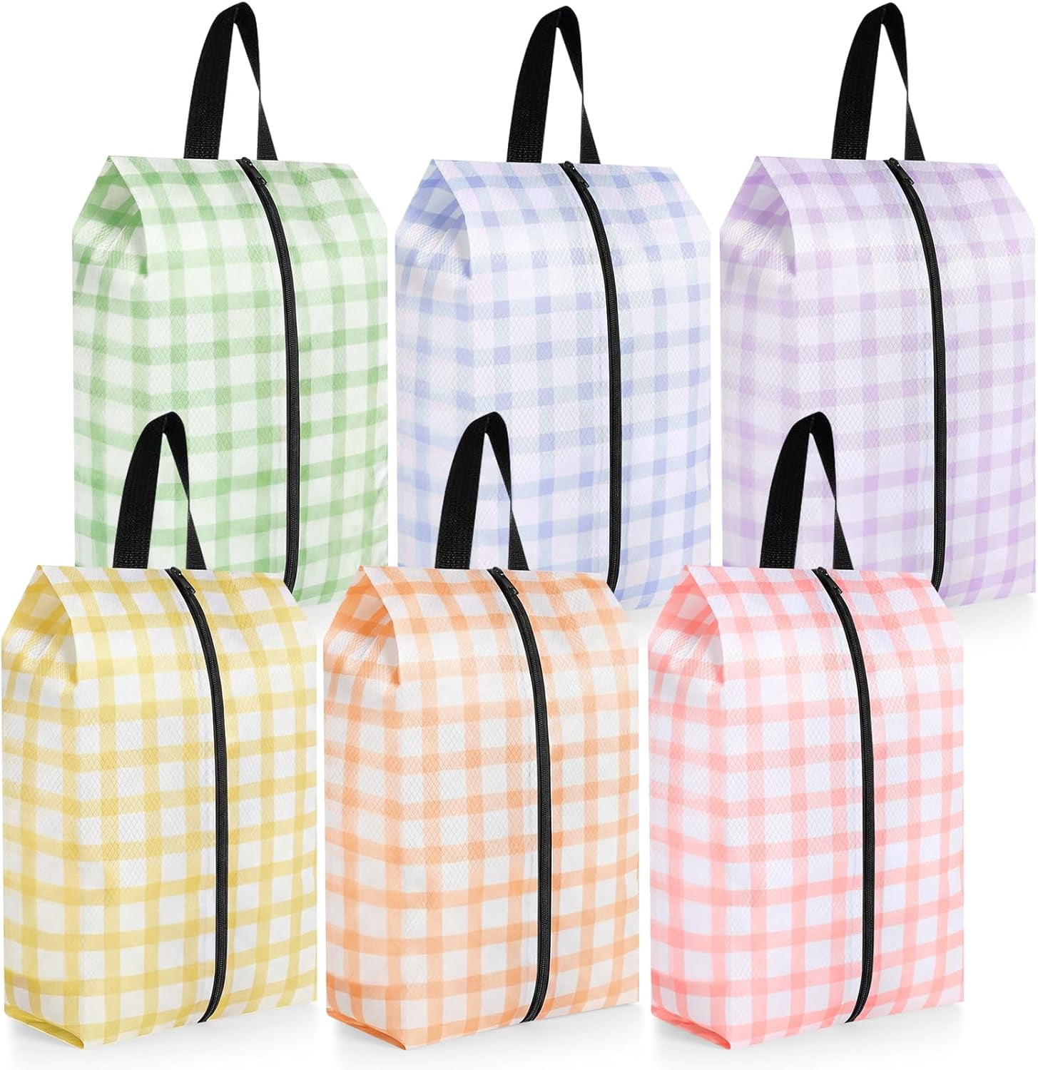 6 Pcs Travel Shoe Bags with Zipper Nylon Portable Waterproof Suitcase Shoe Organizer Packing for Golf(L, Color)