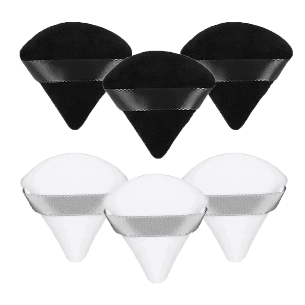 6 Pcs Triangle Powder Puff Makeup Puffs, Washable Reusable Soft Plush Powder Sponge Makeup