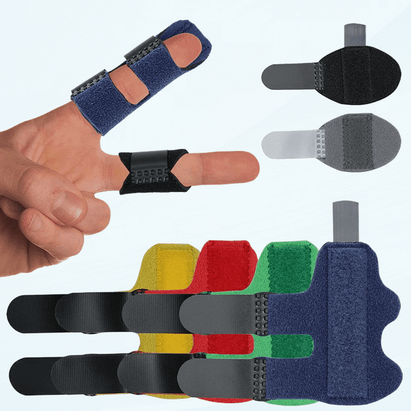 6 Pcs Trigger Finger Splints: 4 Double Straps & 2 Single Straps Finger Splint Support Brace Kit, Finger Straightener for Broken/Straightening/Arthritis, Fits for Thumb/Middle/Ring/Index/Pinky