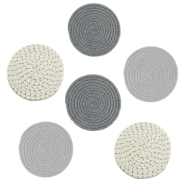 6 Pcs Trivet Pot Holder Cotton Braided Hot Pads 7'' Round Woven Pot Holders Heat Resistant Trivets for Countertop Pot Coaster Trivet Mats Placemat for Kitchen Counter Home Essentials,3 Colors