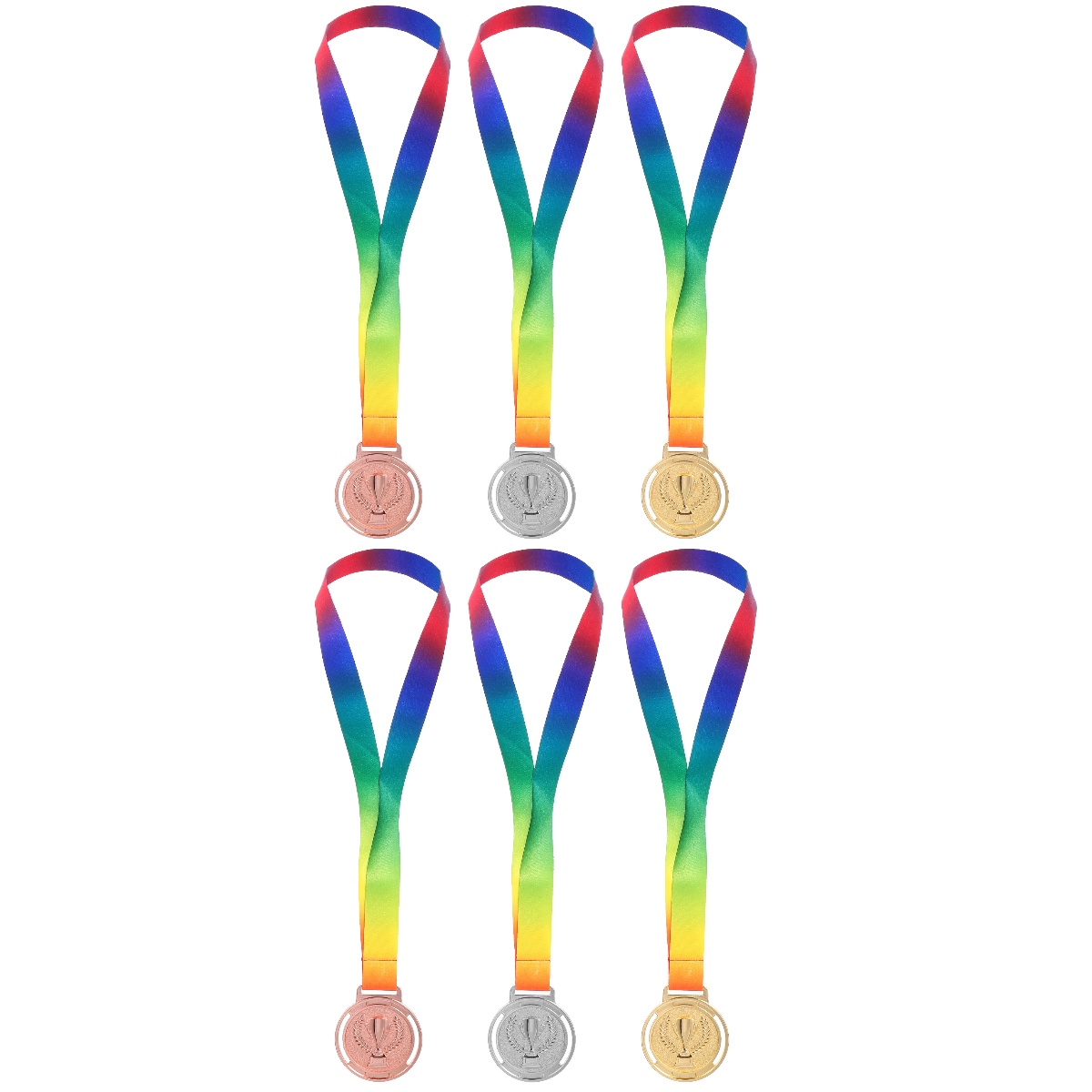 6 Pcs Trophy Medal Ribbon Sports Events Medal Soft Foam Football
