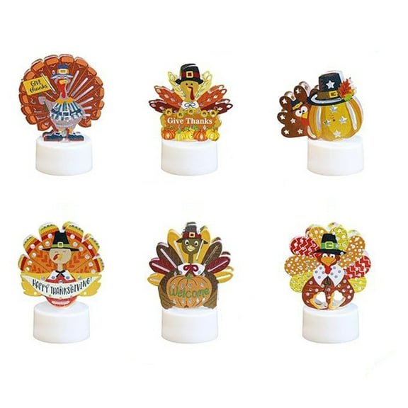 6 Pcs Turkey Tea Lights Candles Battery Operated Thanksgiving LED Flameless Tealight Candles, Cute Autumn Table Decorations Centerpieces for Home Kitchen Indoor Party Fall Decor, 2.2x3in