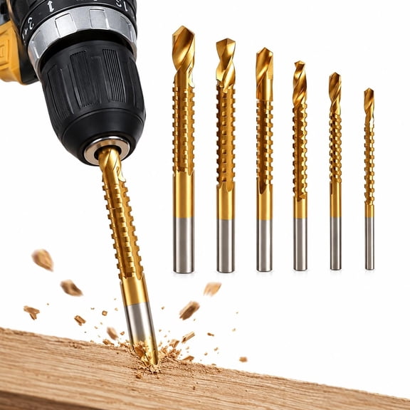 6 Pcs Twist Drill Bit Set, 3-8mm Titanium Coated Drill Bit Set, Side Cutting Drill Bit Multi Material Spiral Drill Bit Set for Drilling Screwing Boring Carving