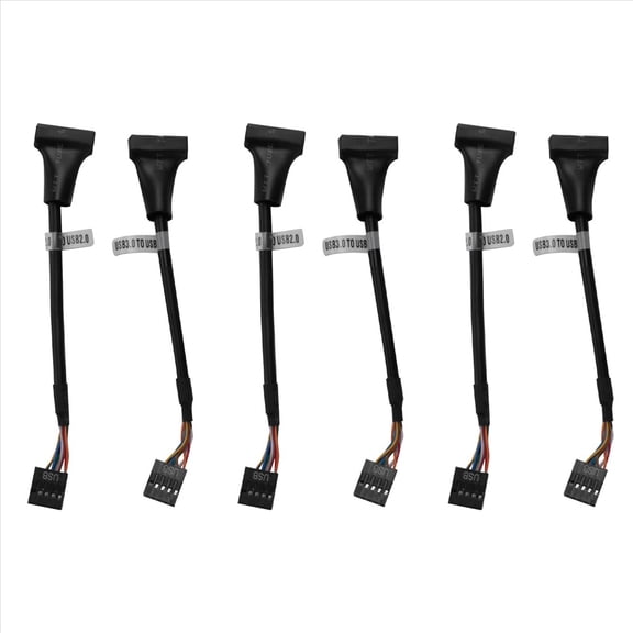 6 Pcs USB 3.0 Header to USB 2.0,USB 3.0 to USB 2.0 Motherboard Adapter Cable,19 Pin USB3.0 Male to 9 Pin USB2.0 Female,6 x Motherboard USB conversion cable,Black