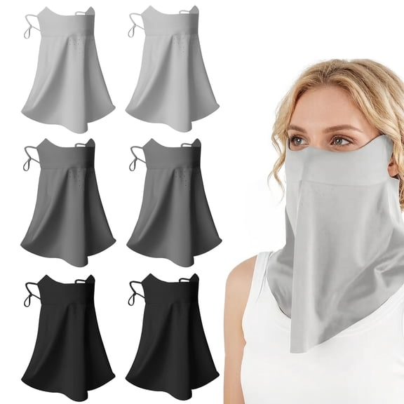 6 Pcs UV Sun Protection Face Mask with Neck Coverage UPF 50 Face Shield Breathable Design for Outdoor Activities