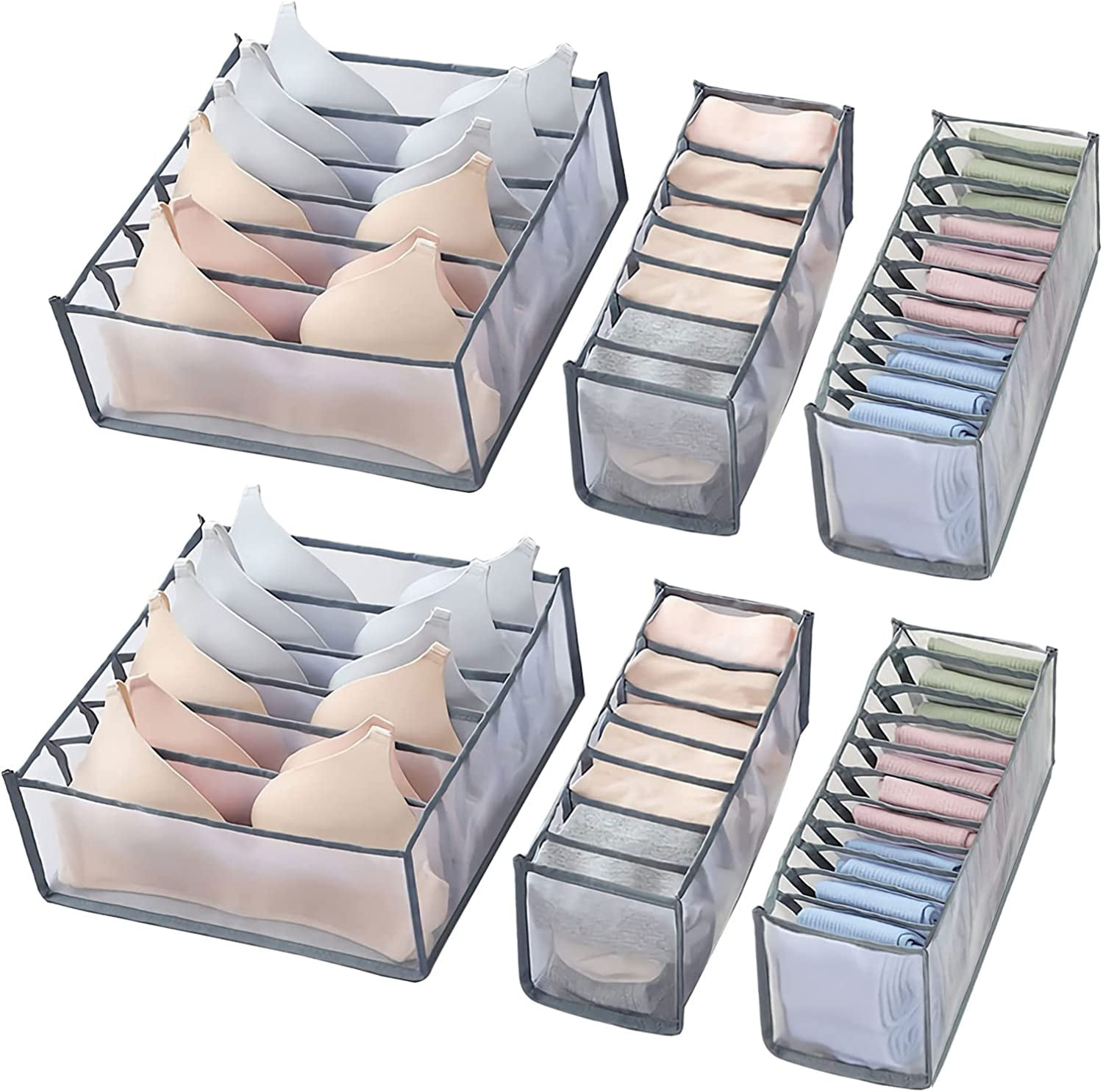 6 Pcs Underwear Drawer Organizer, Foldable Underwear Storage Divider ...