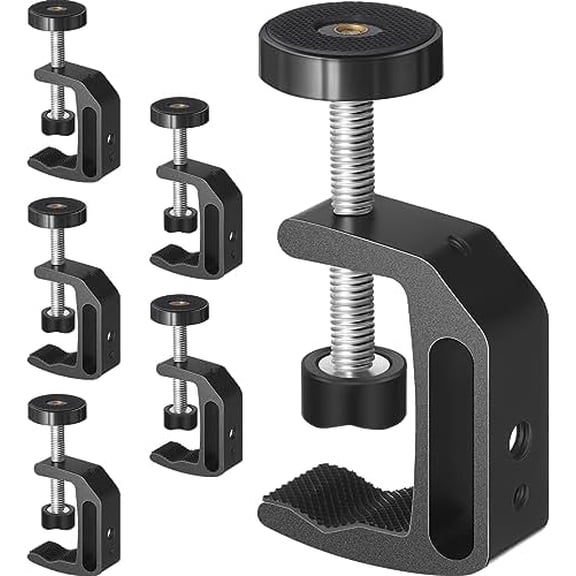6 Pcs Universal C Clamp with 1/4'' and 3/8'' Thread Hole Aluminum Support Clamp for Desk Table Desktop Mount Holder Bench Lcd Monitor Flash Desks Worktables$$Tools & Hardware Other