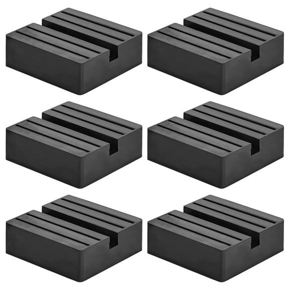 6 Pcs Universal Jack Rubber Pad, Square Slotted Frame Jack Adapter, 2.95 x 2.95 x 0.98 Inches, Black Pinch Weld Rail Block for Car Lift