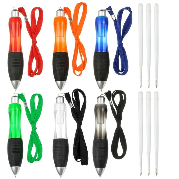 Uxcell 6Pcs Big Fat Pens, Colorful Weighted Pens with 6 Blue Refills