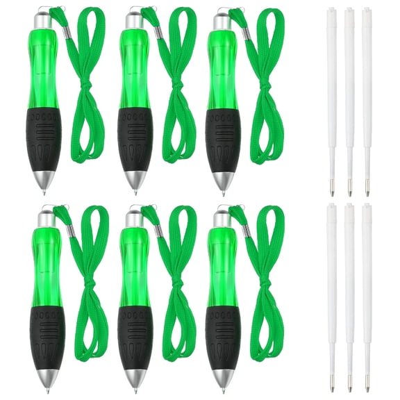 Uxcell 6Pcs Big Fat Pens, Green Weighted Pens with 6 Red Refills