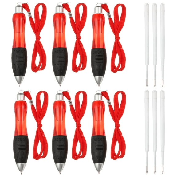 Uxcell 6Pcs Big Fat Pens, Red Weighted Pens with 6 Black Refills