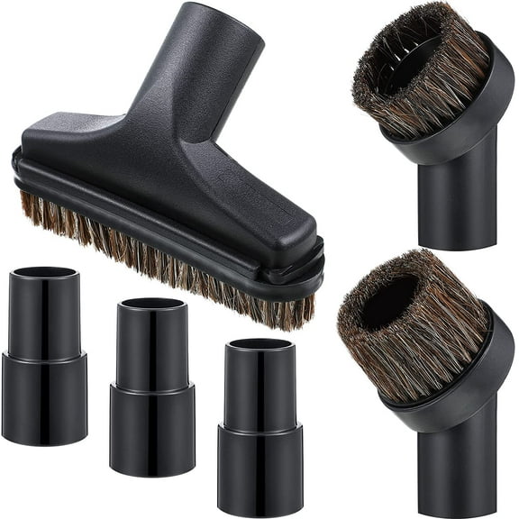 6 Pcs Vacuum Attachments Accessories VAC Attachments 1.25'' 25mm and 36mm Shop Round Dust Brush Vacuum Hose 5.9 Inch Floor Attachment Brush Replacement with 1-1/4 to 1-3/8 Inch Adapter
