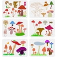 thumbnail image 1 of 6 Pcs Various Mushrooms Drawing Stencil 11.7x8.3inch Shiitake Mushrooms Enoki Mushrooms Painting Template Boletus Chanterelles Bees Grasshoppers Ants Stencil for Painting on Wood Wall, 1 of 7