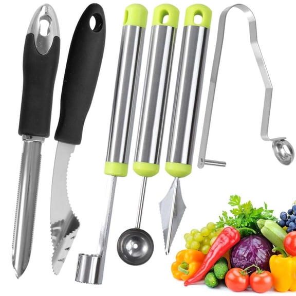 6 Pcs Vegetable Corer Tool, Stainless Steel Fruit and Vegetable Corer Tools for Home Kitchen Cherry Pear Jujube Zucchini Chili