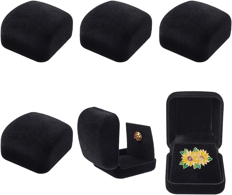 6 Pcs Velvet Badge Display Box Black Pin Display Case Lapel Pin ...