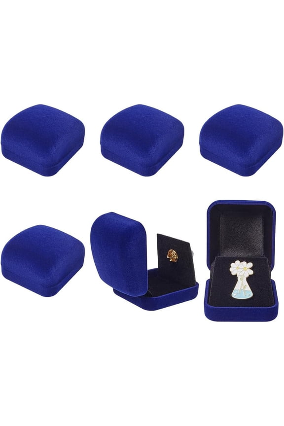6 Pcs Velvet Badge Display Box Prussian Blue Pin Display Case Lapel Pin Collection Display Holder Velvet Brooch Storage Boxes for Badges Lapel Pin Jewelry Organizer 2.1x2.3x1.4inch Blue