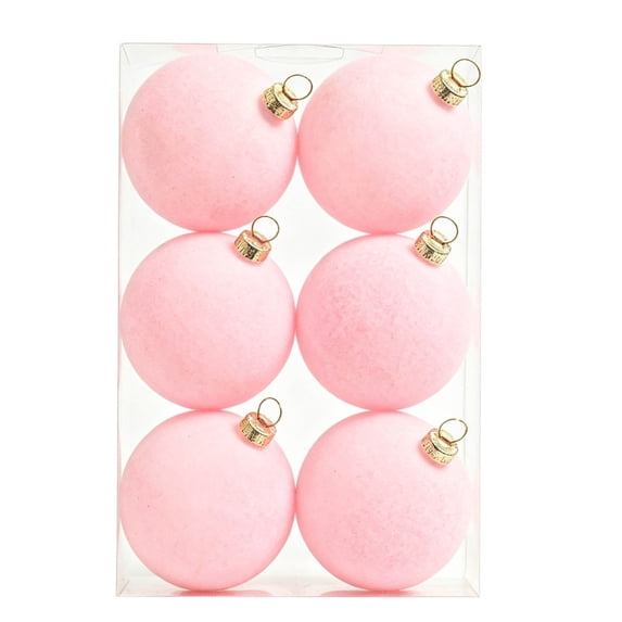 6 Pcs Velvet Christmas Ball Ornaments,2.36 Inch Soft Flocked Hanging Bauble for Xmas Tree Decor and Winter Festive Arrangement