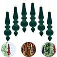 thumbnail image 1 of 6 Pcs Velvet Christmas Ornaments Ball, Flocked Christmas Tree Taper Shaped Ball Ornaments, Christmas Shatterproof Plastic Decorative Hanging Ornaments for Xmas Tree, 1 of 9