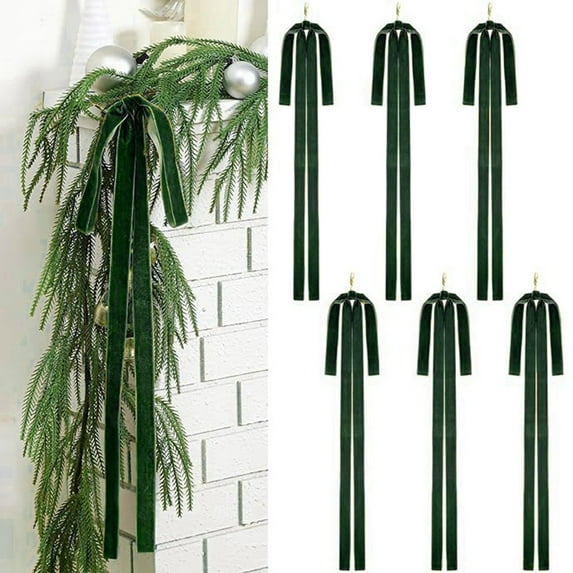 6 Pcs Velvet Christmas Swag Bow 23.5x15.5" Rustic Large Velvet Christmas Staircase Wreath Bows Vintage Christmas Tree Topper Bows Large Bow for Christmas Outdoor