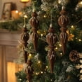thumbnail image 1 of 6 Pcs Velvet Christmas Tree Ornaments,Flocked Conical Christmas Tree Hanging Ornament,Ribbed Textures Pendant for Xmas Tree and Window Decor, 1 of 7