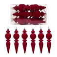 thumbnail image 1 of 6 Pcs Velvet Finial Christmas Tree Ornaments - Velvet Pendants Shatterproof Flocked Christmas Ball Ornaments Hanging Vintage Decorations for Xmas Tree Holiday Decorations, 1 of 5