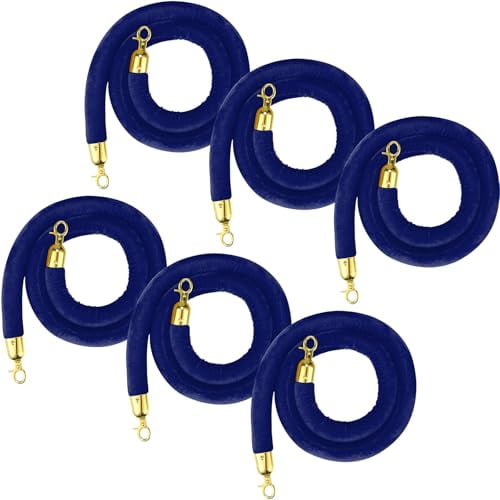 6 Pcs Velvet Stanchion Rope Blue Carpet Party Decoration 5ft Crowd ...