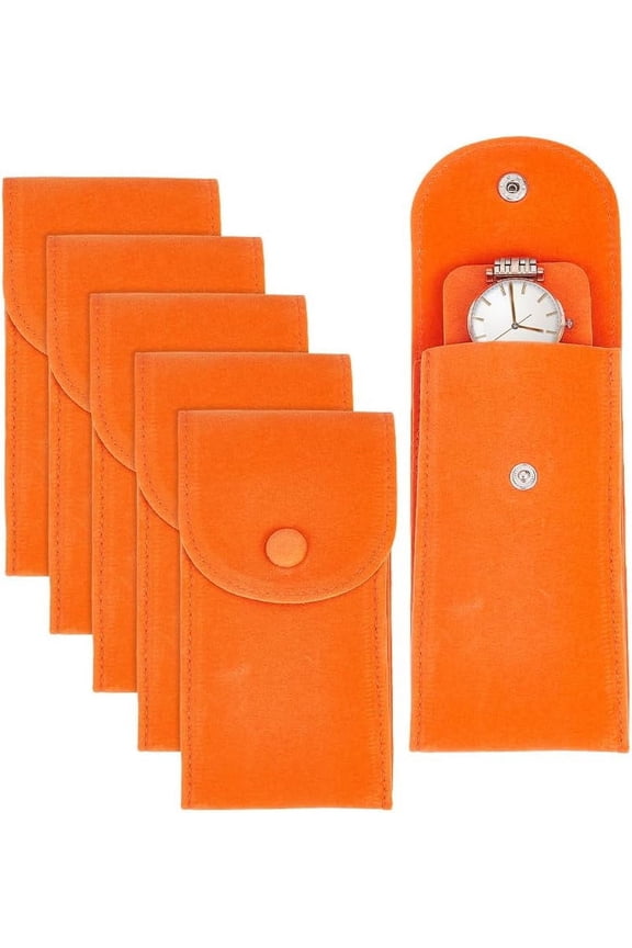 6 Pcs Velvet Watch Case 5.27x2.79inch Portable Watch Storage Pouches Double-Sided Envelope Watch Bag with Button Luxury Gift Bag