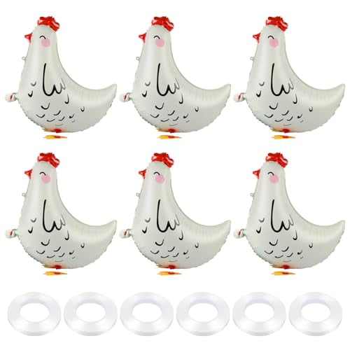 Baby Animal Ribon 6 Pcs Walking Farm Animal Balloons, Foil Walking Chicken Balloon with ...