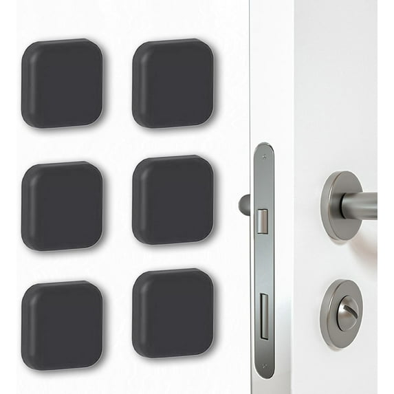 6 Pcs Wall Door Stopper, 1.77" Door Stoppers Wall Protector, Door Knob Wall Protector, Strong Adhesive Square Door Stoppers for Wall, Door Knob Guard for Home, Office, School (Black)