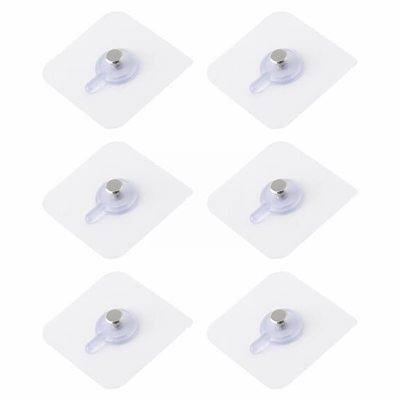6 Pcs Wall Hooks for Hanging, Heavy Duty Adhesive Hooks Screw Free Sticker for Mount Wall Shelf, Waterproof Rustproof Oilproof Reusable Adhesive Hooks for Kitchen Bathroom Office, Clear B 2.4"x2.4"