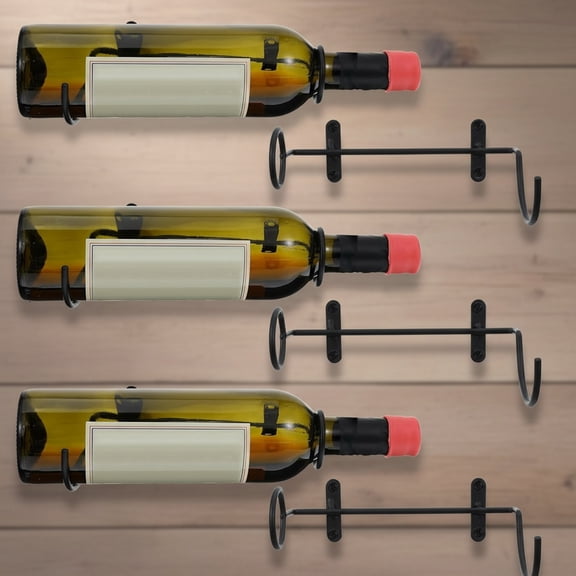 6 Pcs Wall Mounted Wine Rack Holders - Metal Wine Bottle Display Holder with Hardware, Wall Hanging Red Wine Bottle Organizer Racks for Wine Cellar Home Kitchen Bar Decor