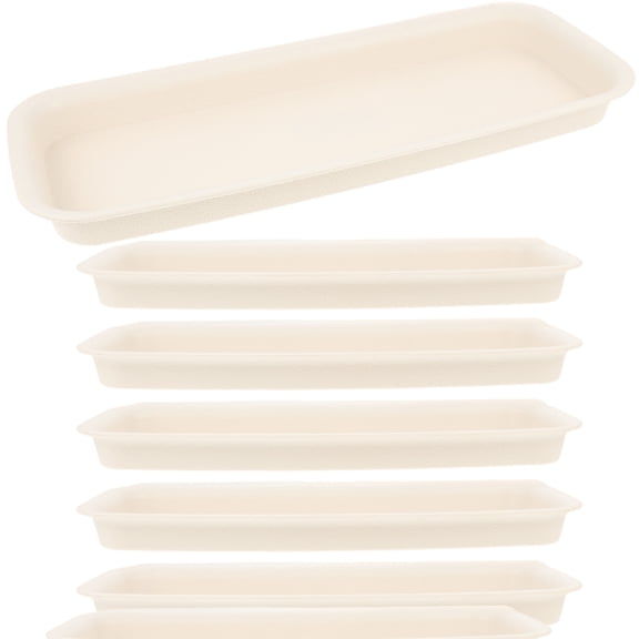 6 Pcs Water Tray Tank Large Rectangle Plant Saucer Succulent Planters Cup Coasters Beige