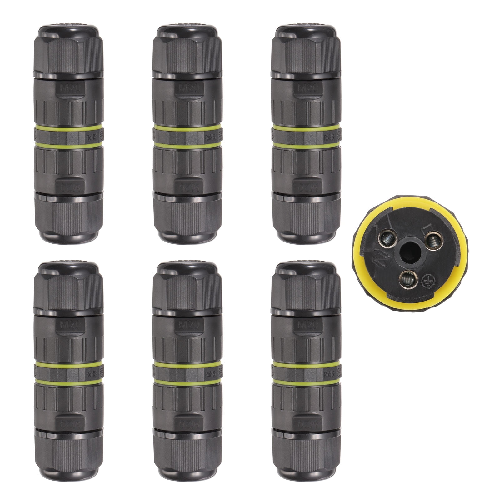 6 Pcs Waterproof Junction Box M20 3 Pin Wire Connector for Wire Range 5-9mm
