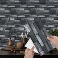 thumbnail image 1 of 6 Pcs Waterproof Tiles Stickers Wall Decals 11.8'' x 5.9'' Self Adhesive Gray Mosaic Brick Peel and Stick Backsplash for Kitchen Bathroom Decor, 1 of 8