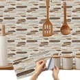 thumbnail image 1 of 6 Pcs Waterproof Tiles Stickers Wall Decals 11.81'' x 5.91'' Beige Brown Gray Mosaic Stone Pattern Sticker Peel and Stick Kitchen Backsplash, 1 of 7