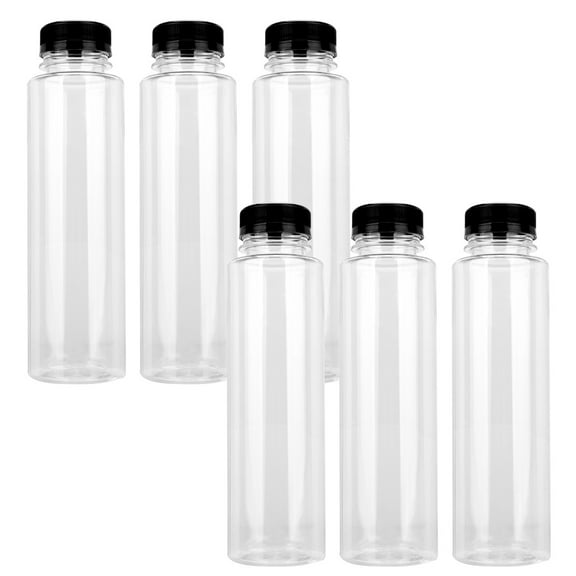 NIAIZEK Pet Juice Bottles Transparent with Screw-on Lids for Storage 6Pcs
