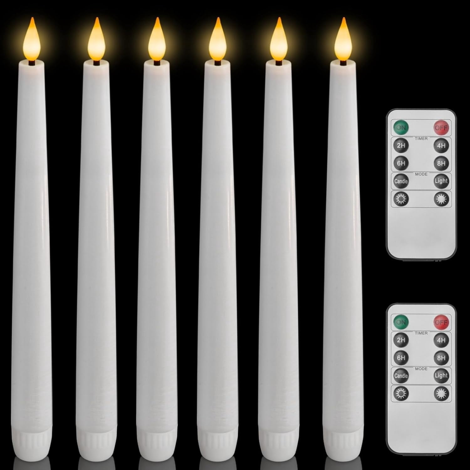 Skip Remote Operating 6 Pcs Waxy Flameless Taper Candles with Remote, Led Candlesticks ...
