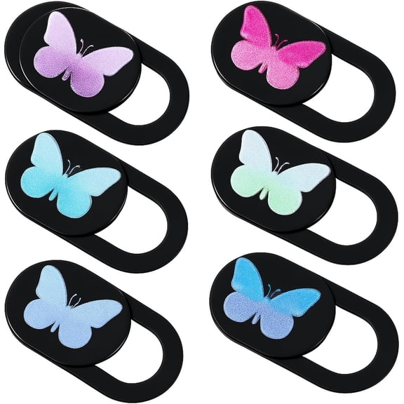 6 Pcs Webcam Cover Slide Butterfly Design Ultra-Thin Laptop Camera Cover 0.73''x0.35'' Slide Web Cam Privacy Blocker for Laptop Desktop Computer Smartphone Tablet to Protect Your Privacy and Security